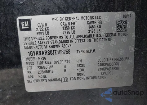 2018 Cadillac Xt5 Standard from USA, damaged, VIN 1GYKNARS0JZ108758